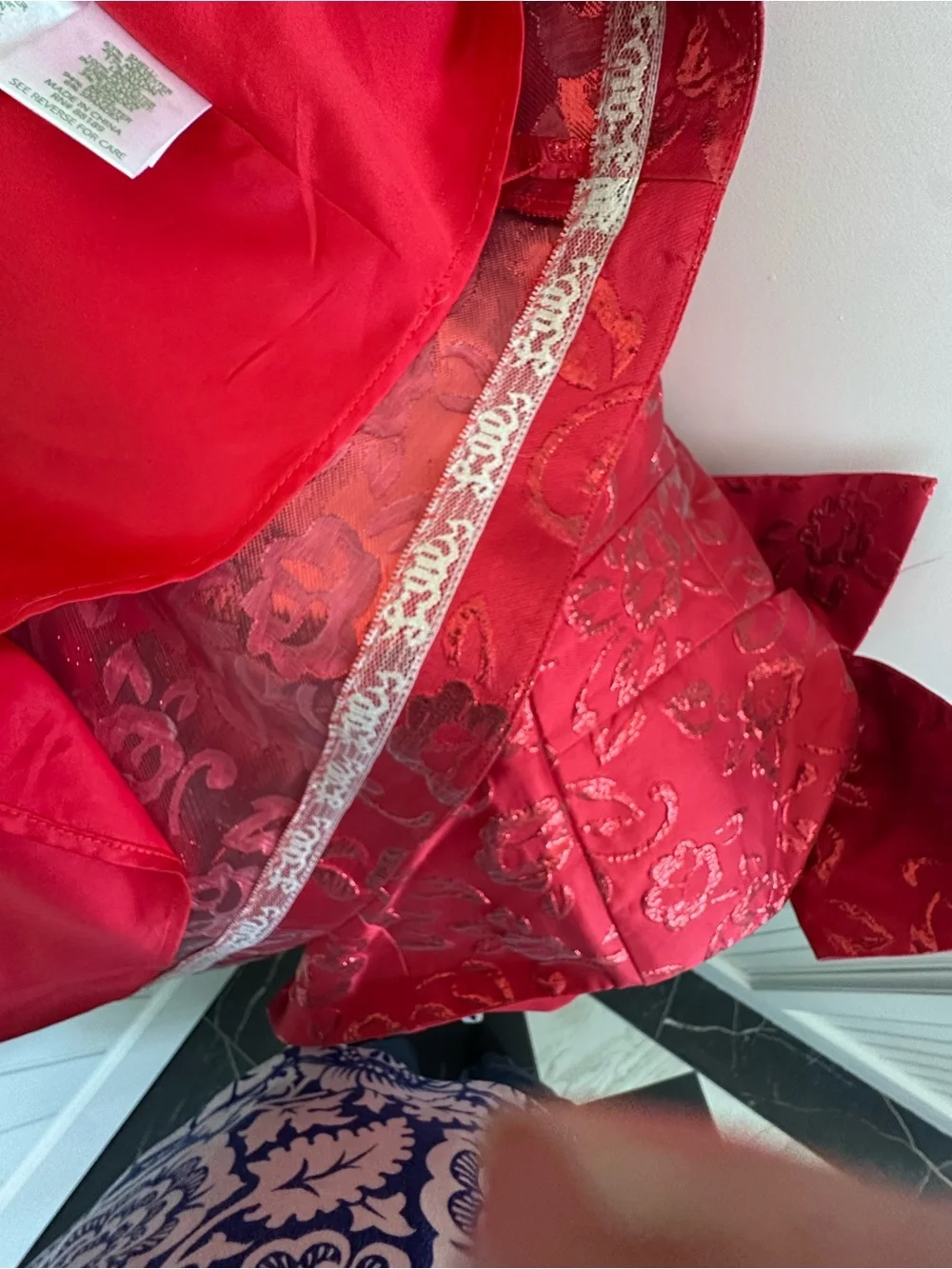 Lilly Pulitzer Red Brocade Strapless Dress, bow Front, Internal Corset, sz 10 - Picture 10 of 10